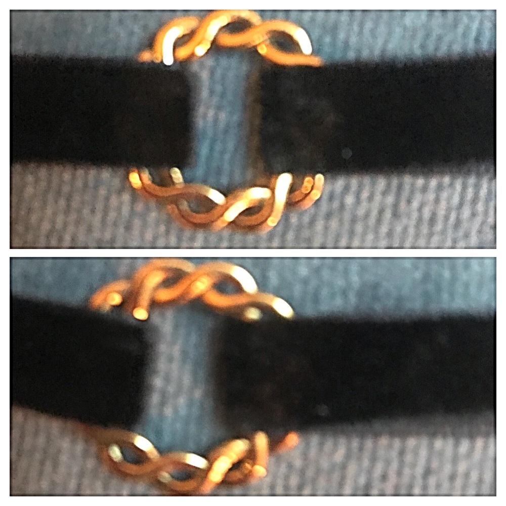 Black Velvet Choker Necklace With Gold Ring sold - Picture 4 of 4